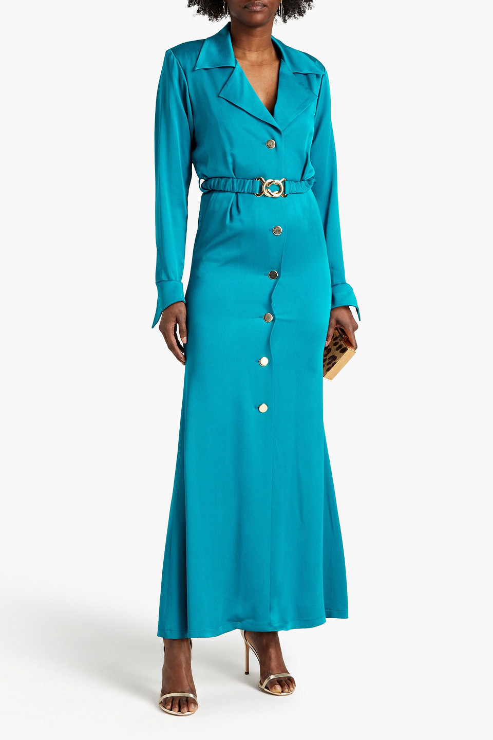 Dodo Bar Or Tamara Belted Satin-crepe Maxi Dress In Blue