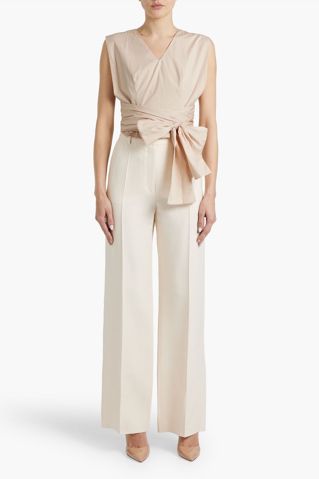 ALAÏA Cotton-poplin wrap top
