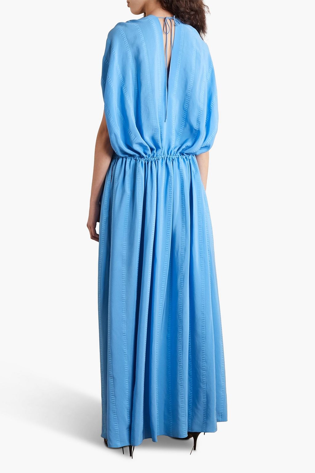 STELLA MCCARTNEY 루쉬 장식 실크 혼방 자카드 가운