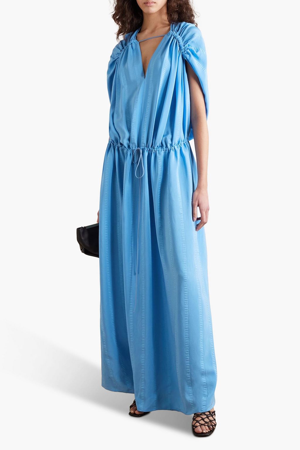 STELLA MCCARTNEY 루쉬 장식 실크 혼방 자카드 가운