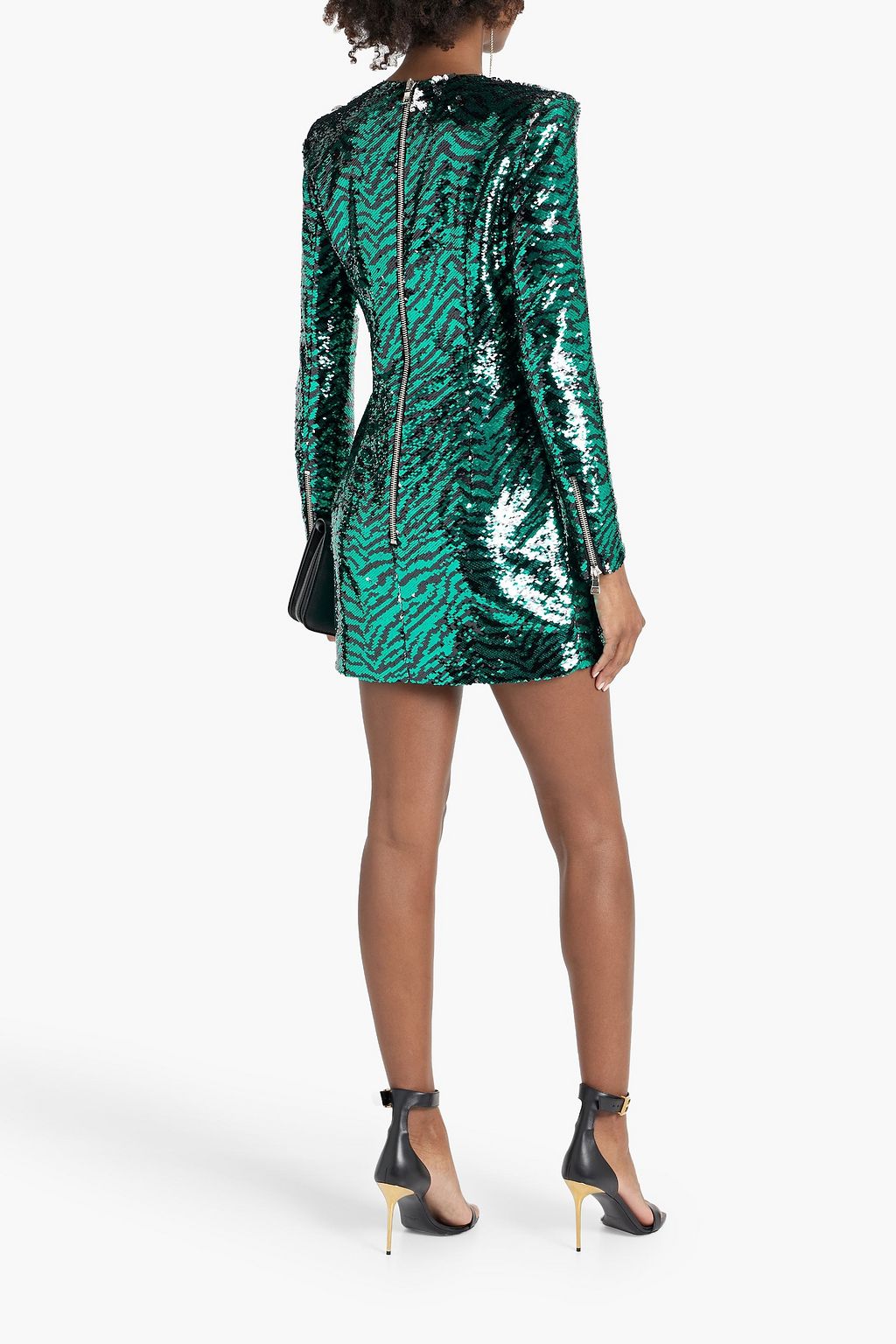 BALMAIN Printed sequined chiffon mini dress
