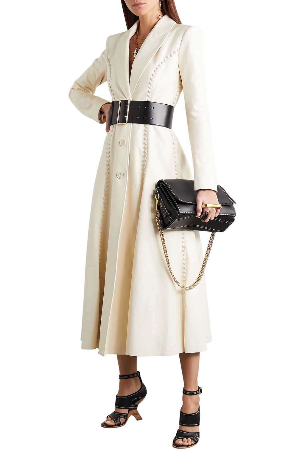 MCQUEEN カットアウト レザー サンダル