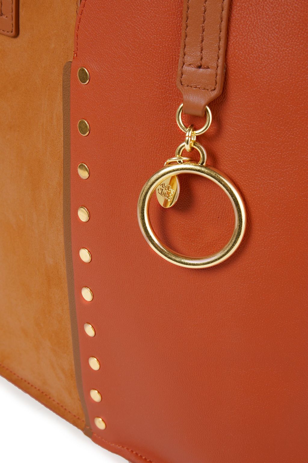 SEE BY CHLOÉ Gaia small studded suede and pebbled-leather tote