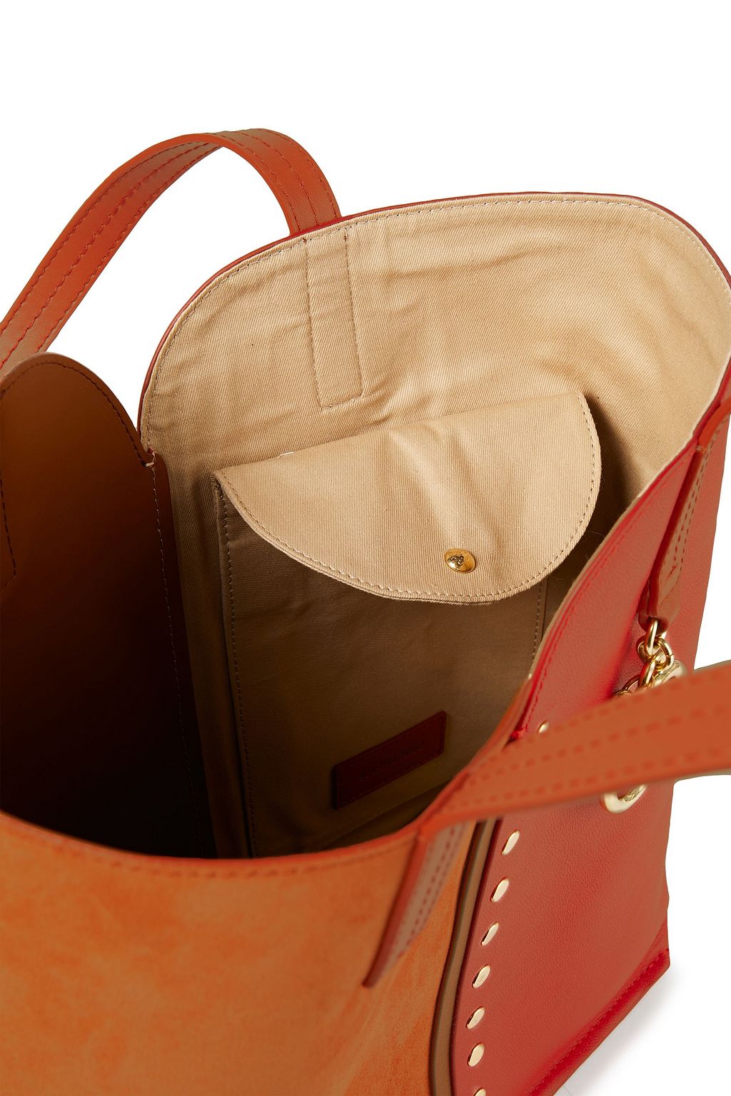 SEE BY CHLOÉ Gaia small studded suede and pebbled-leather tote