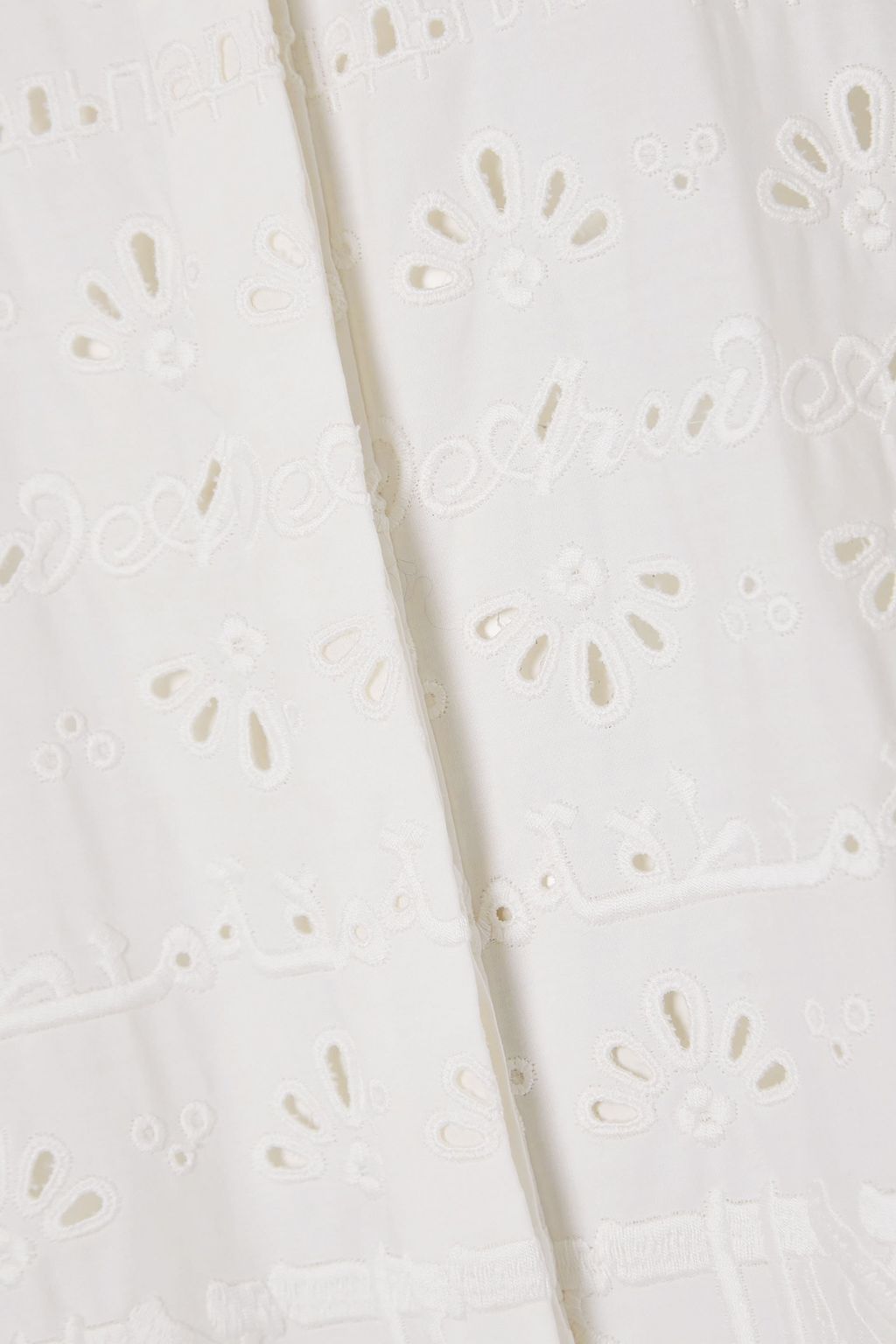 AREA Crystal-embellished broderie anglaise cotton-blend maxi shirt dress