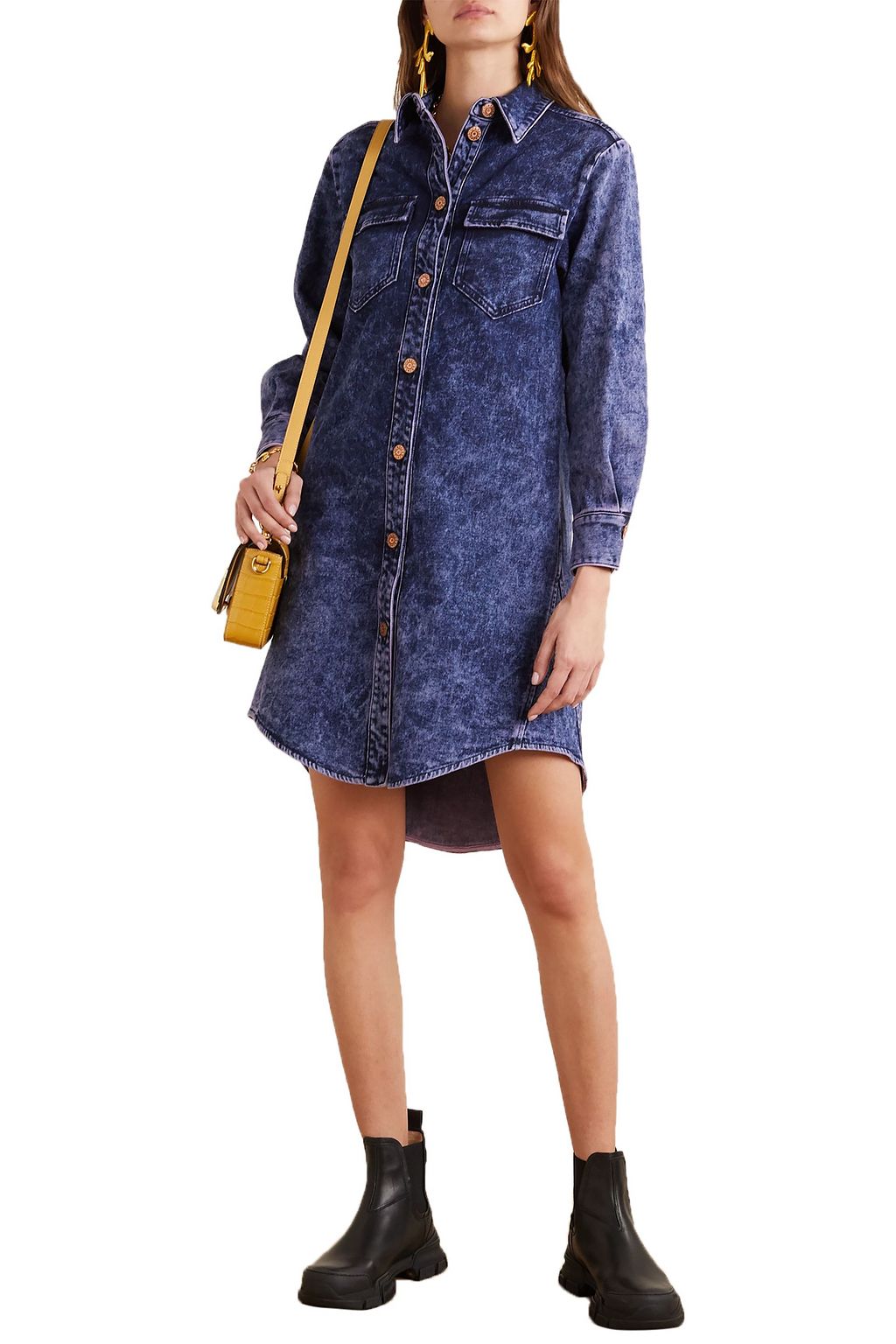 SEE BY CHLOÉ Acid-wash denim mini shirt dress