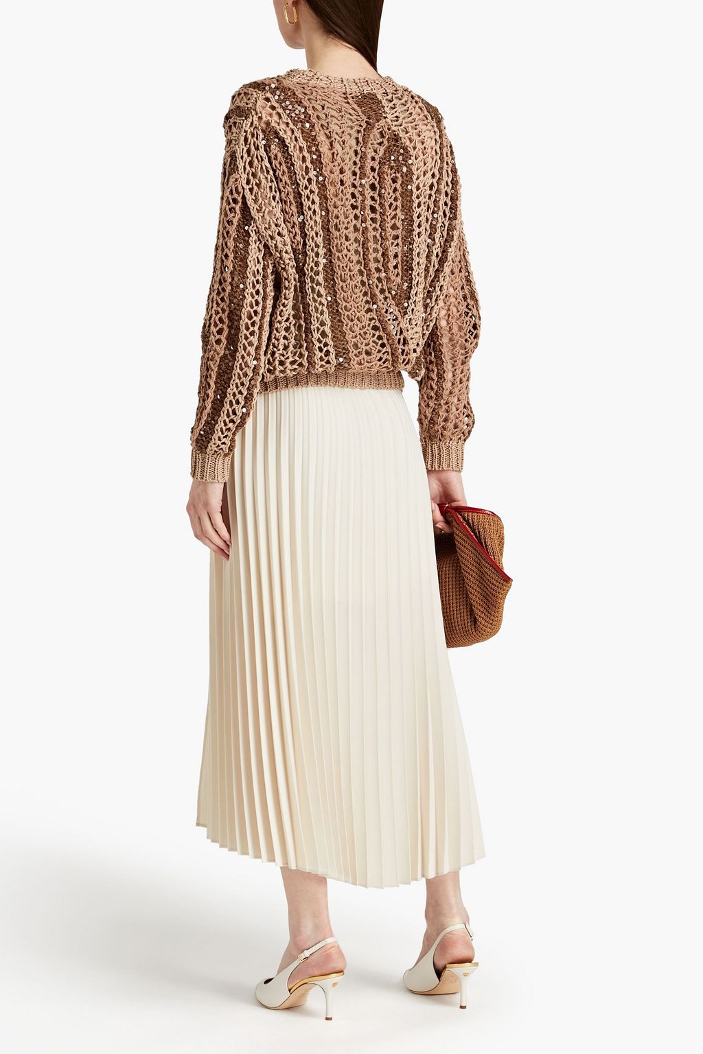 BRUNELLO CUCINELLI Sequin-embellished open-knit cotton sweater