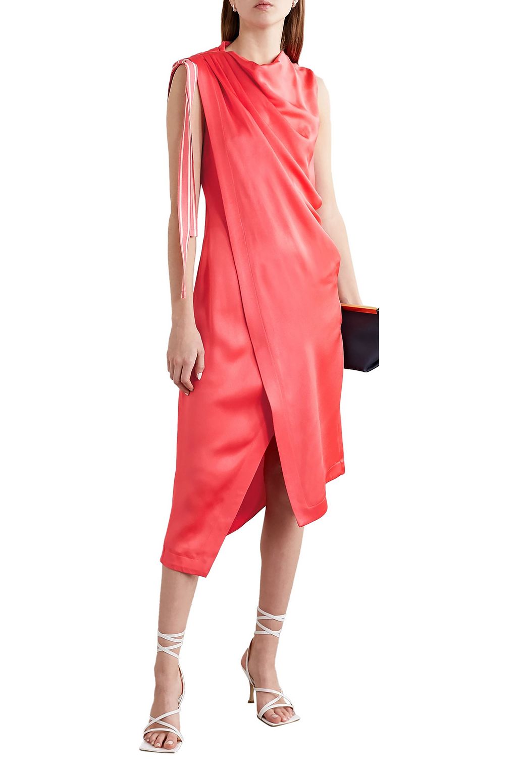 MONSE Asymmetric satin-crepe dress