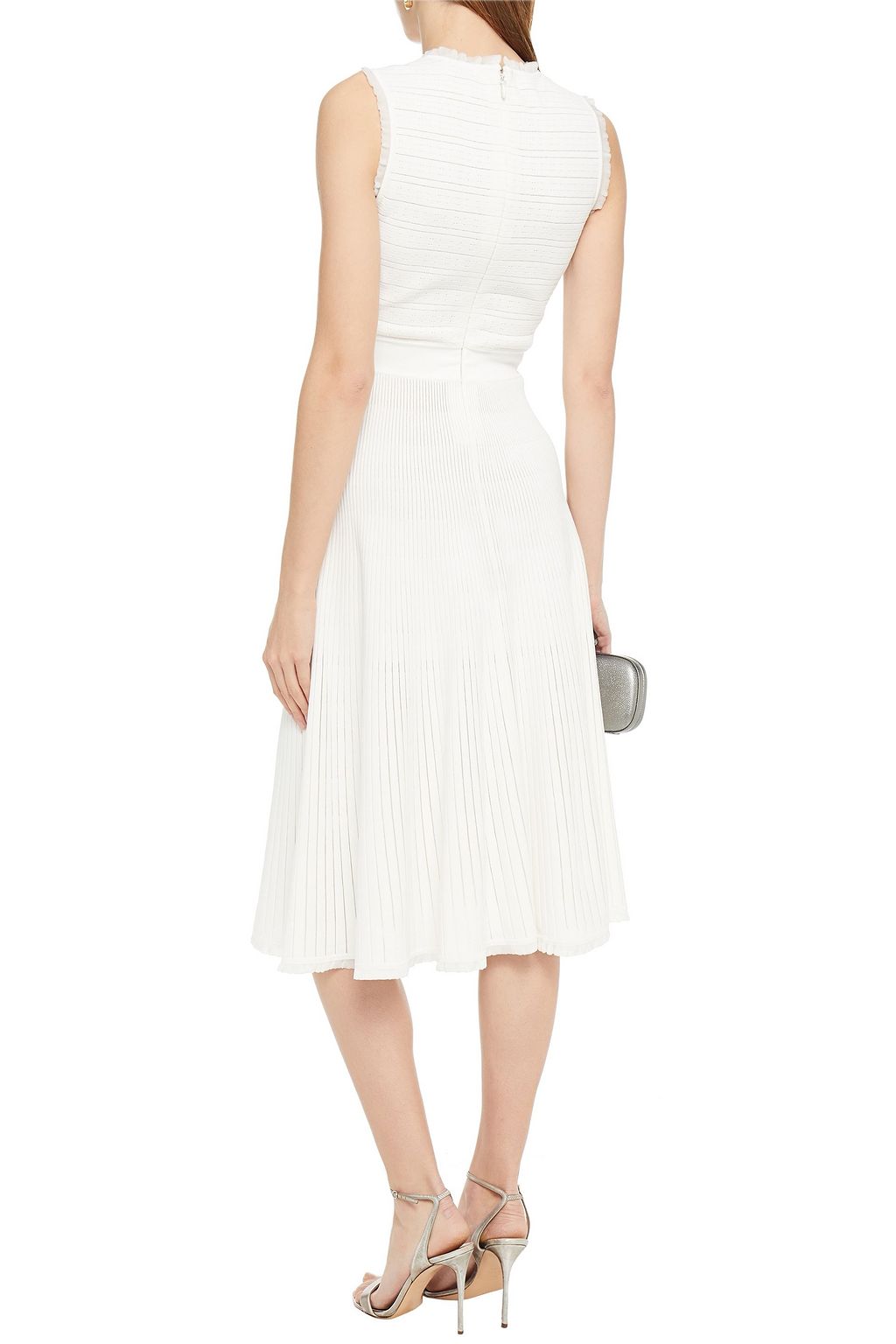 HERVÉ LÉGER Flared ruffle-trimmed bandage midi dress