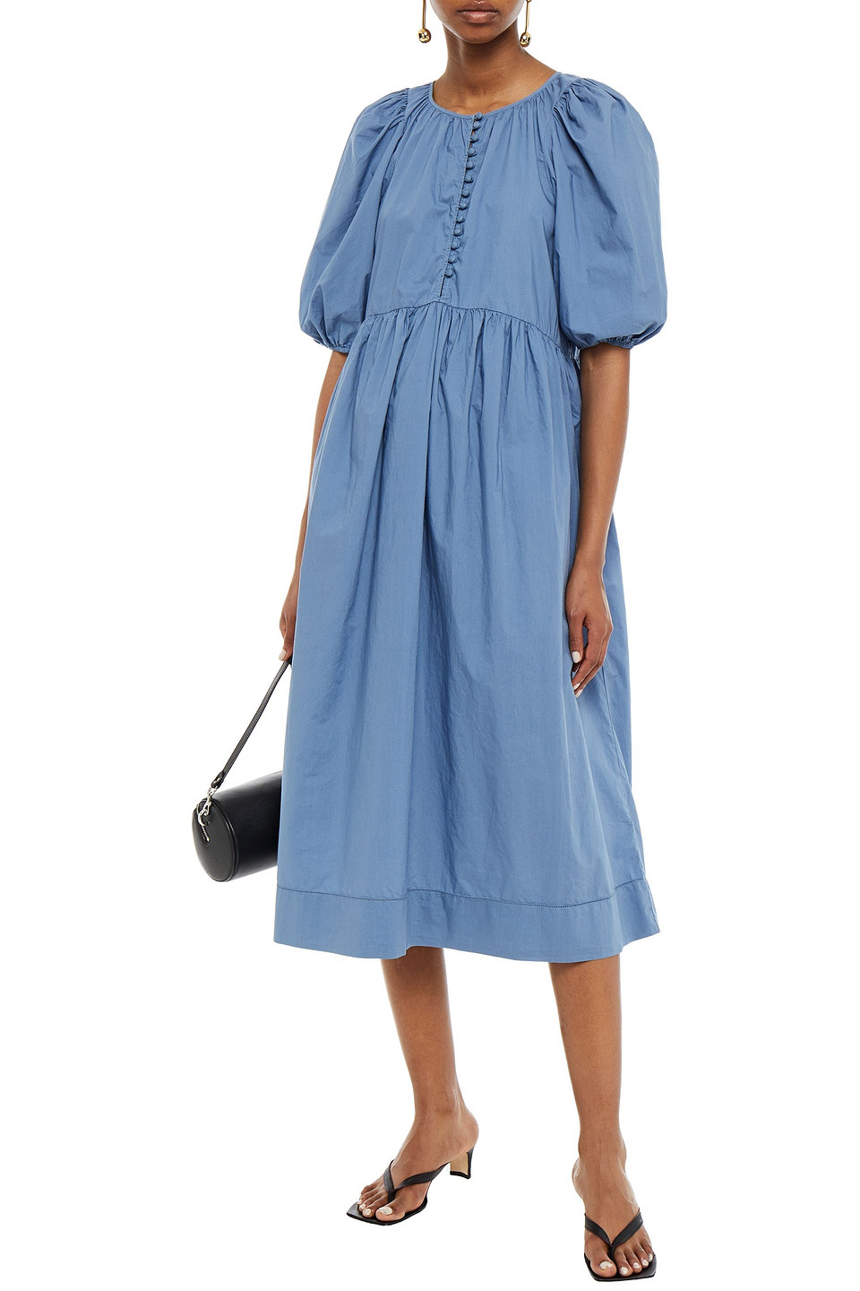 The Great The Ravine Cotton Midi Dress In Blue