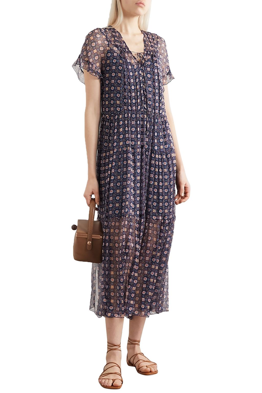 SEE BY CHLOÉ Gathered printed silk-chiffon midi dress
