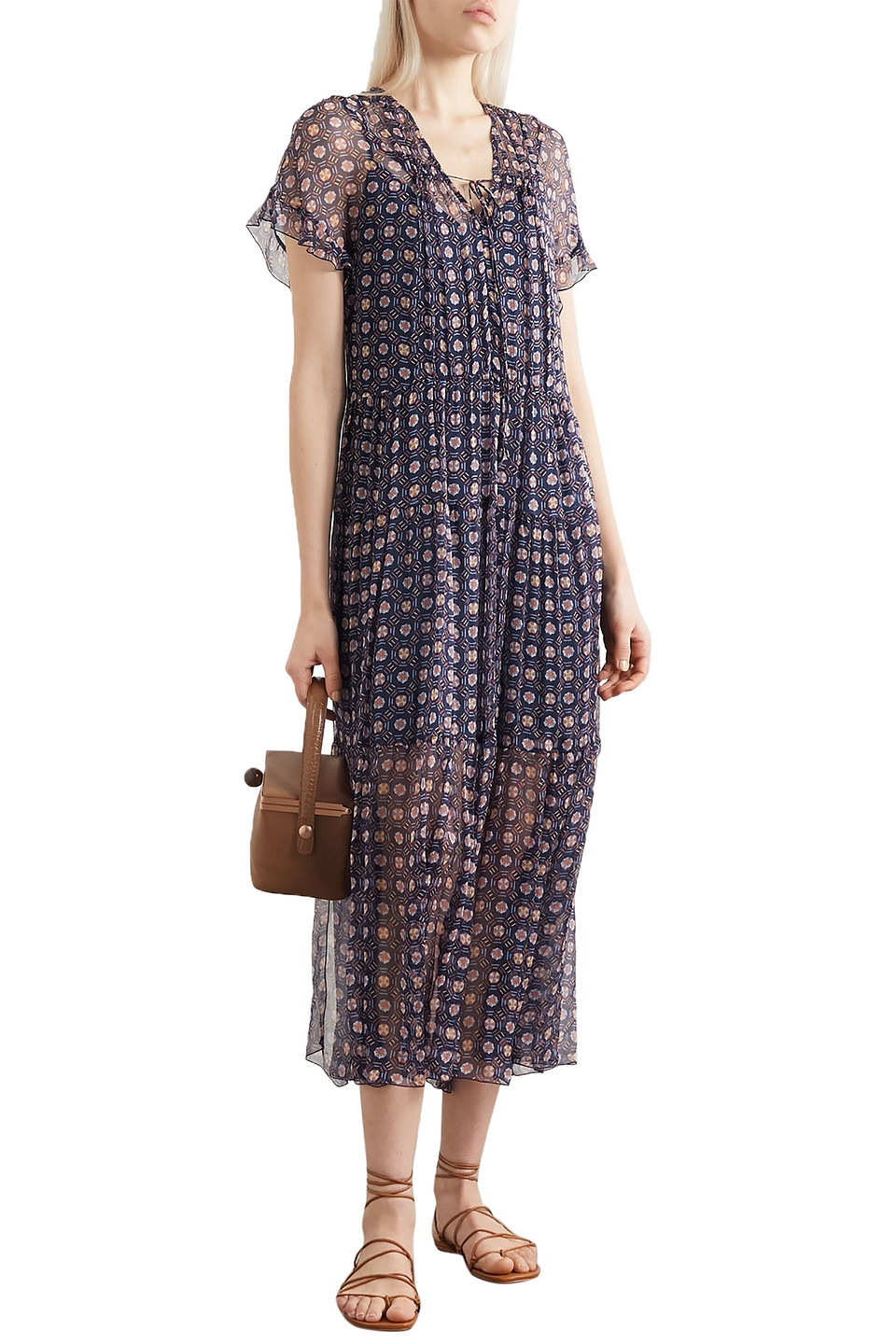 see by chloe dress silk New NWOT $695 See By Chloe size 8 Crochet Rosette Detail Silk Dress