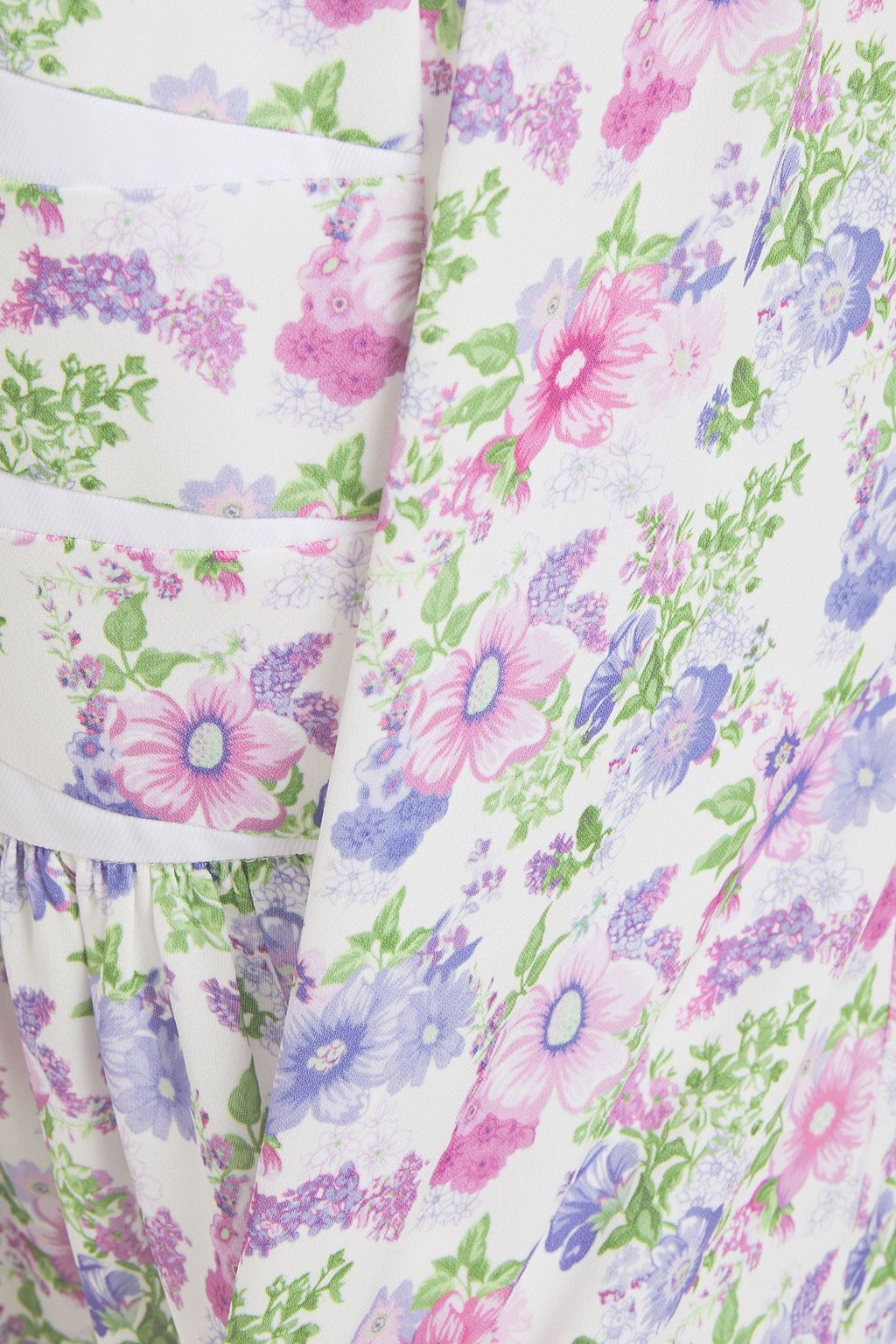 RABANNE Paneled cutout floral-print cady midi dress