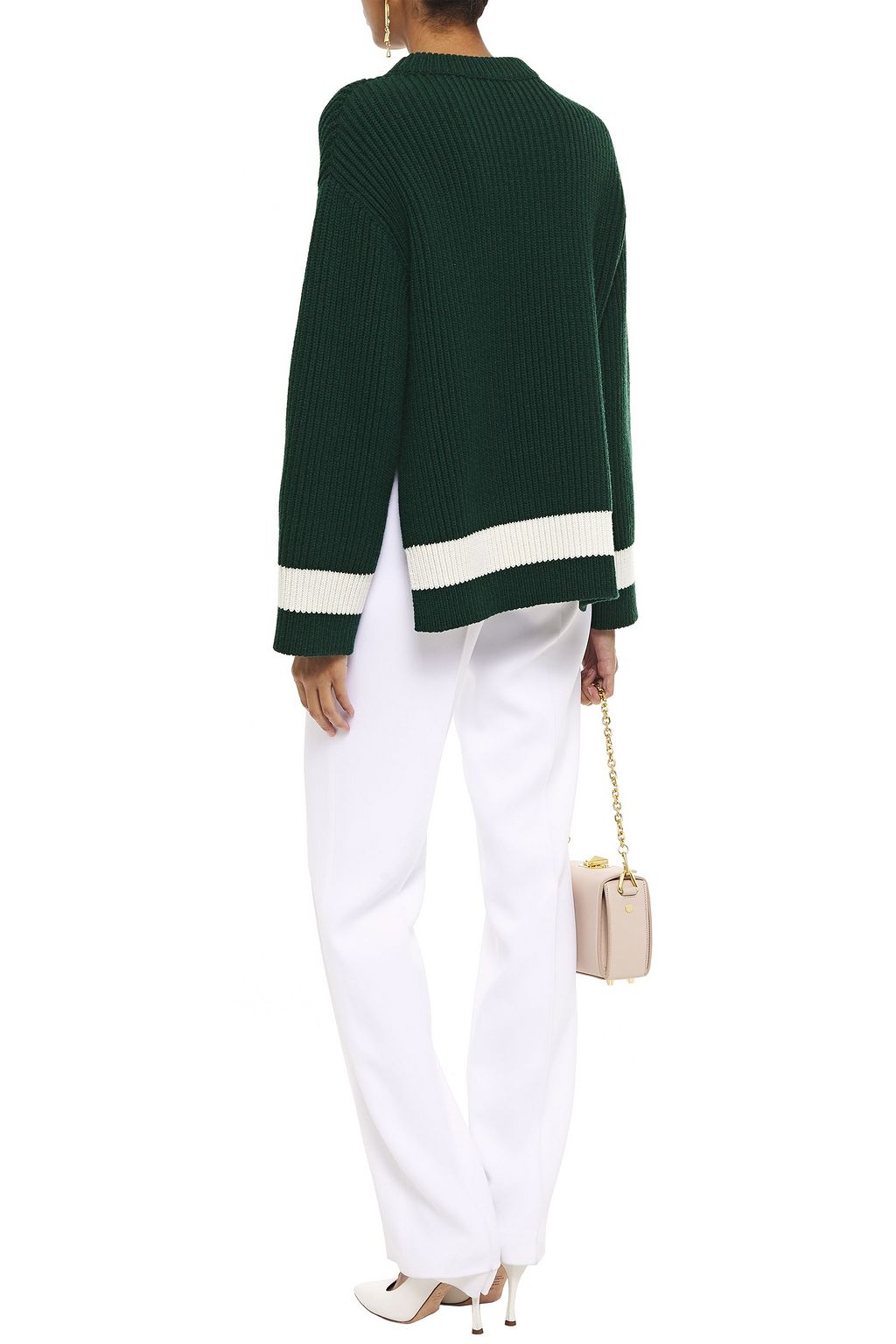 MCQUEEN Striped ribbed wool and cashmere-blend sweater
