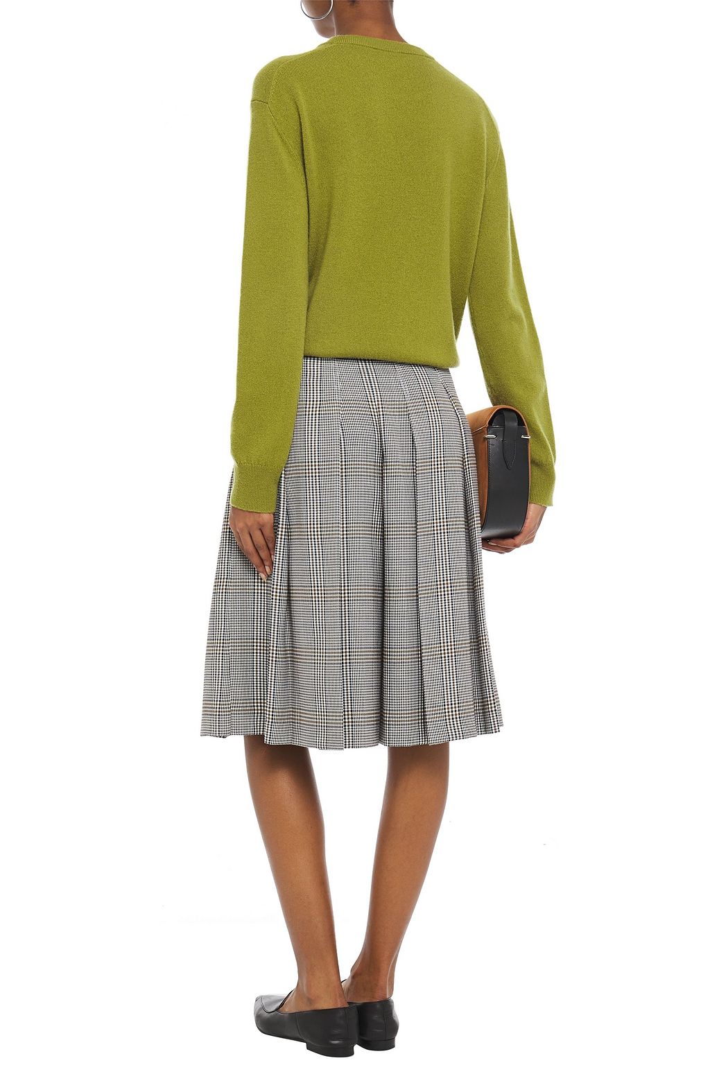 MAJE Pleated Prince of Wales checked woven culottes