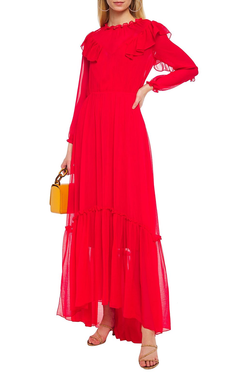 MAJE Ruffled crepon maxi dress