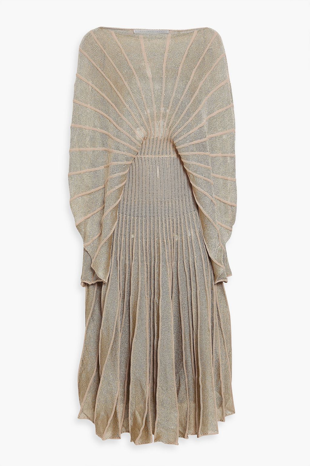 STELLA MCCARTNEY Draped pleated metallic crochet-knit midi STELLA MCCARTNEY Draped pleated metallic crochet-knit midi