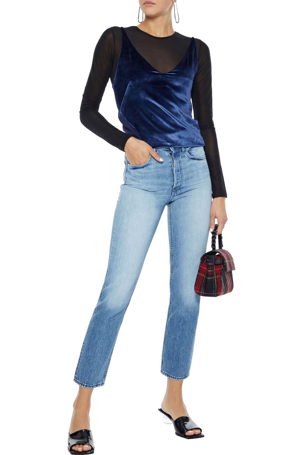 J BRAND Velvet and chiffon camisole