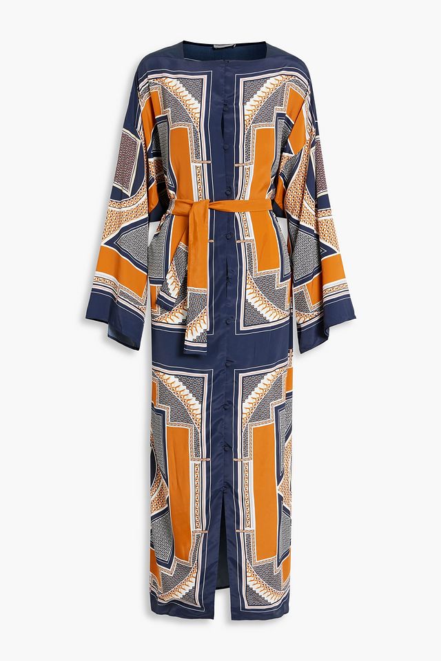 Printed satin maxi dress