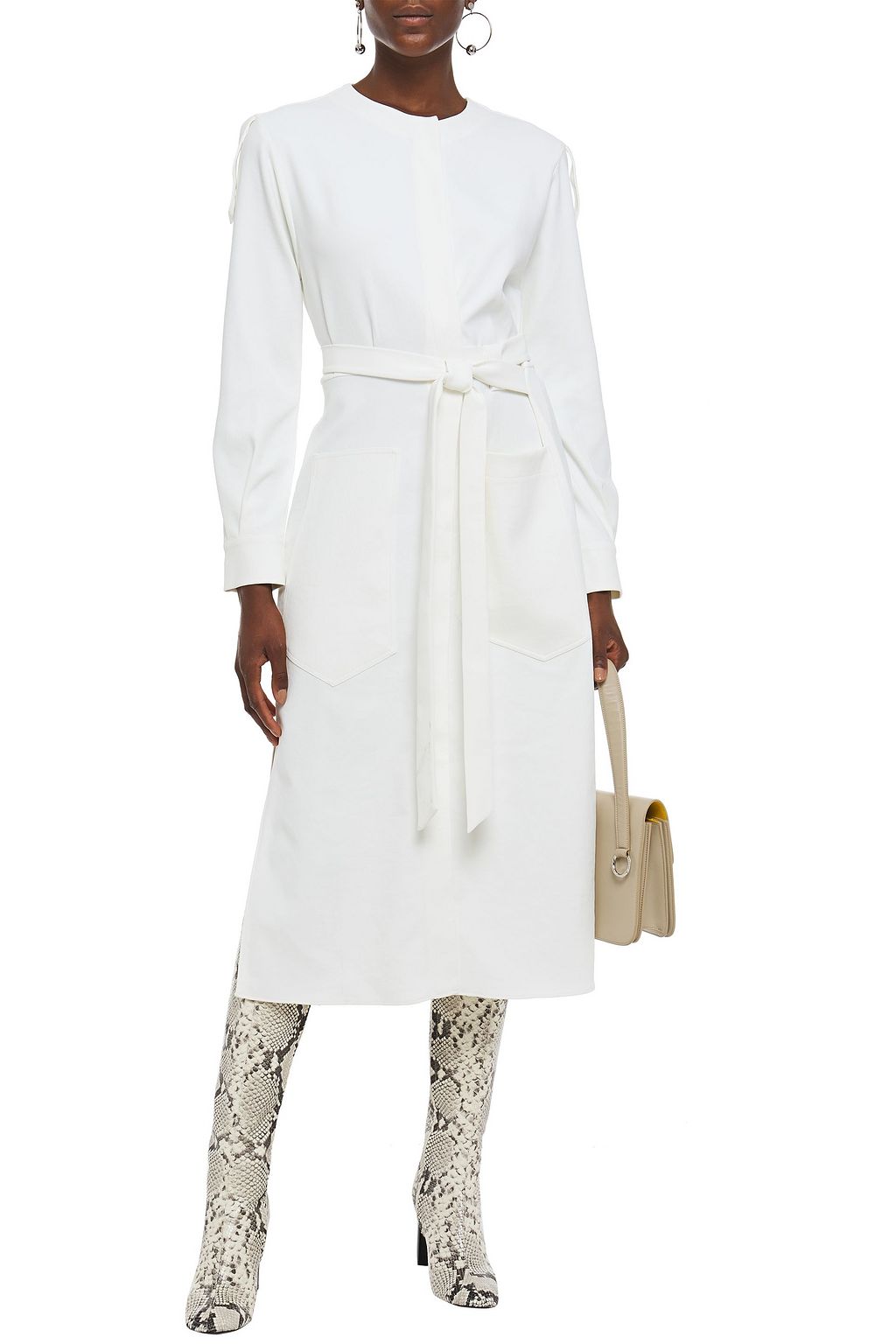 TIBI Belted crepe midi dress