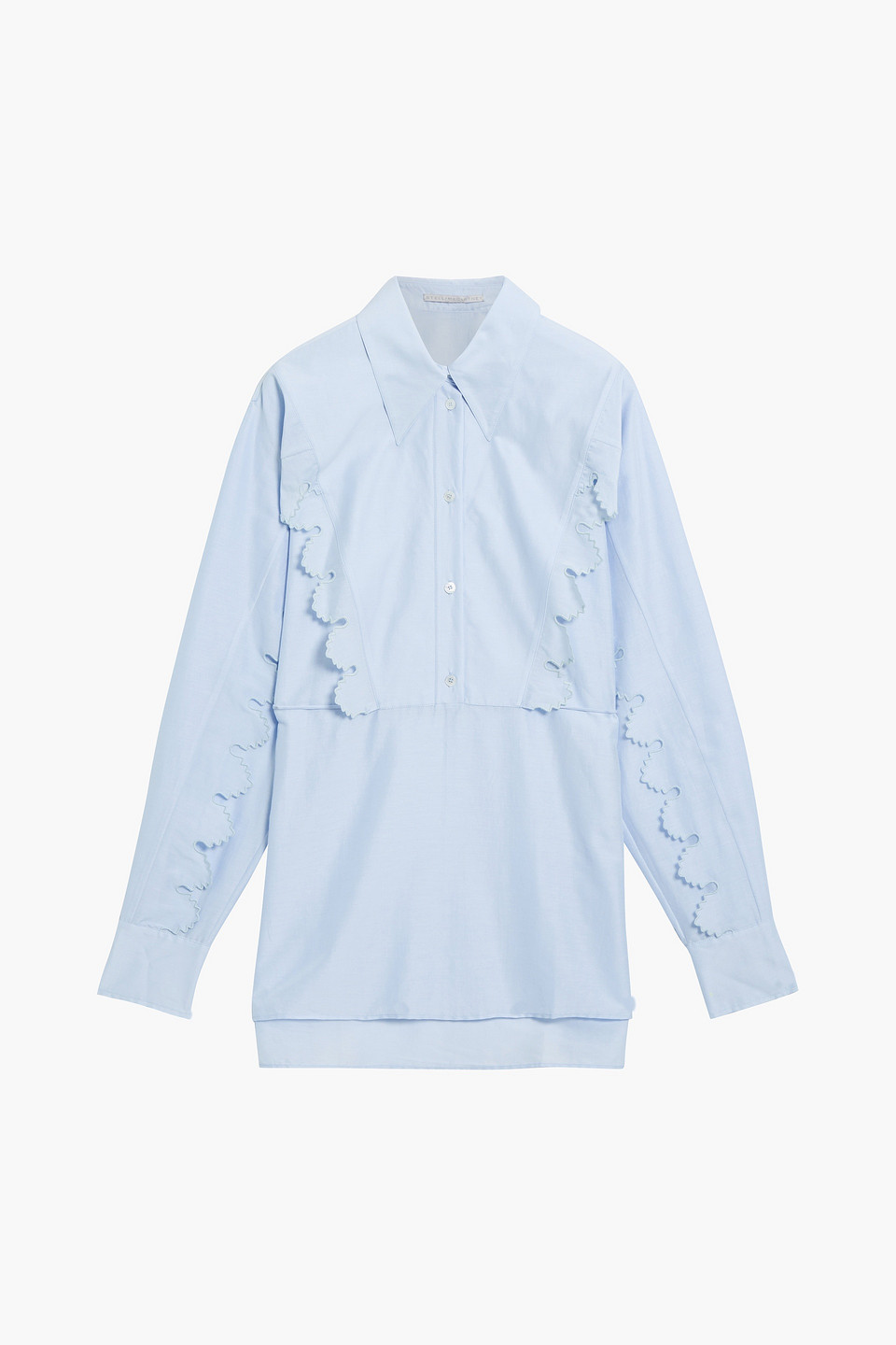stella mccartney - scalloped cotton and silk-blend shirt - blue - it 48