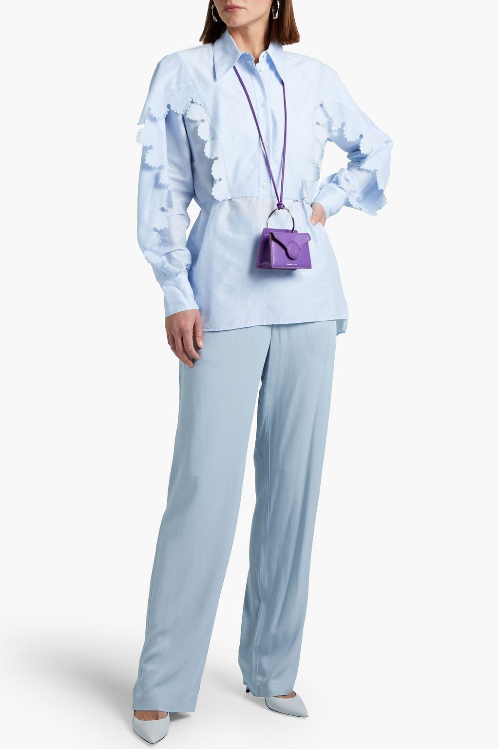 STELLA MCCARTNEY Scalloped cotton and silk-blend shirt