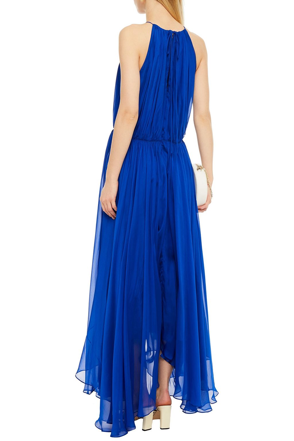 BURNETT NEW YORK Cutout gathered silk-chiffon maxi dress