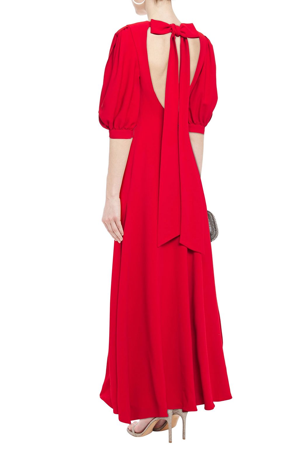 ELIE SAAB Open-back bow-detailed crepe gown