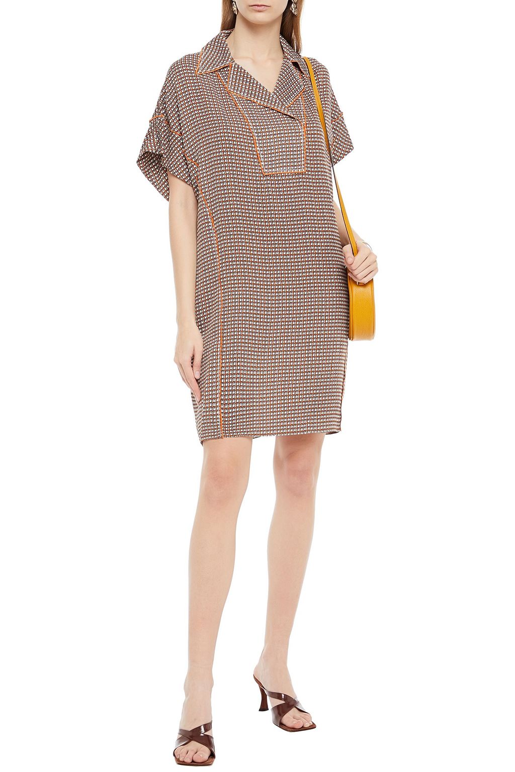 DIANE VON FURSTENBERG Maxine checked stretch-silk crepe de chine mini dress