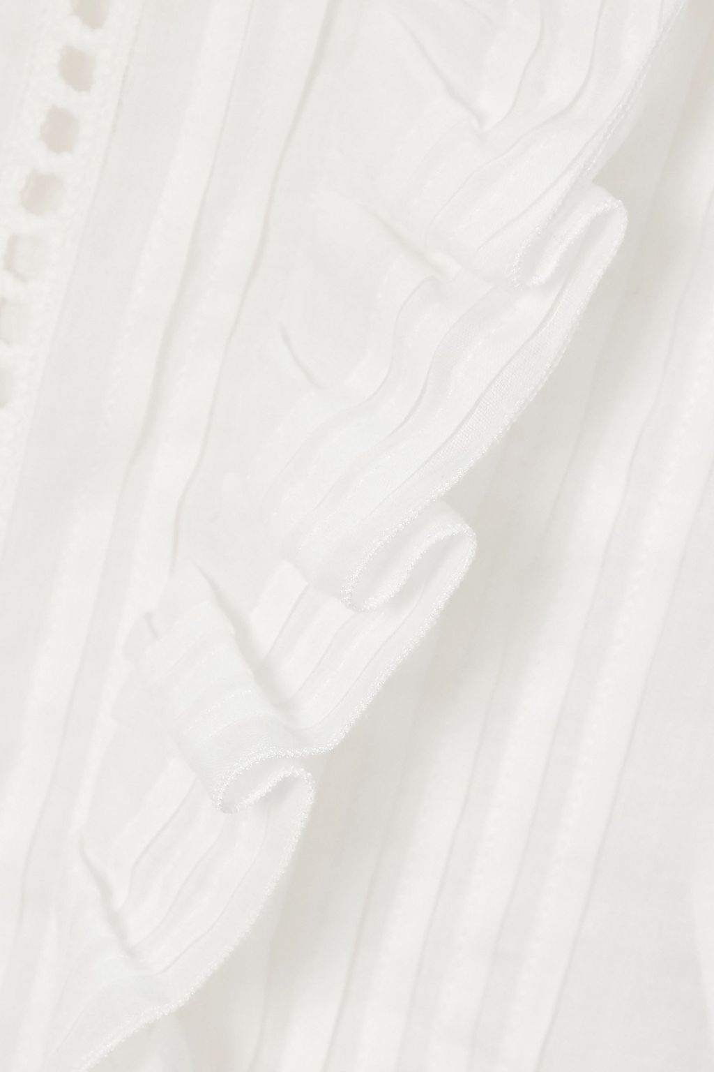 SEE BY CHLOÉ Ruffled crochet-paneled ramie top