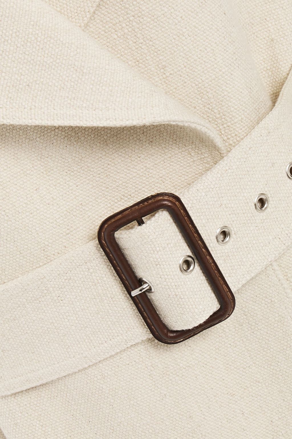 VICTORIA BECKHAM Leather-trimmed belted cotton and linen-blend canvas trench coat