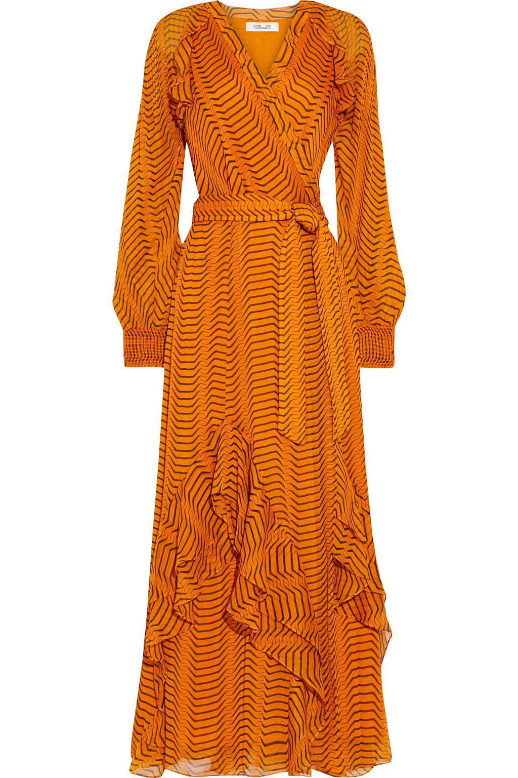 Orange Mercy ruffled printed silk ...