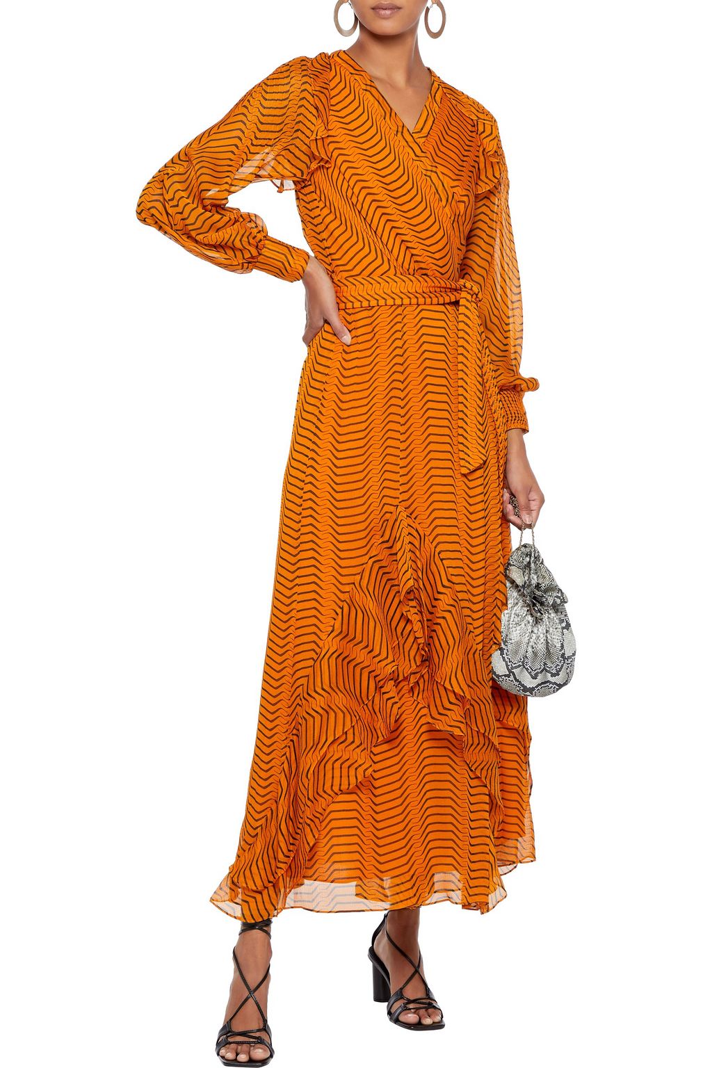 DIANE VON FURSTENBERG Mercy ruffled printed silk-georgette maxi wrap dress