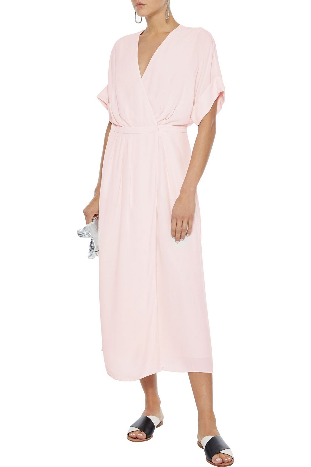 EQUIPMENT Tavine pleated crepe midi wrap dress