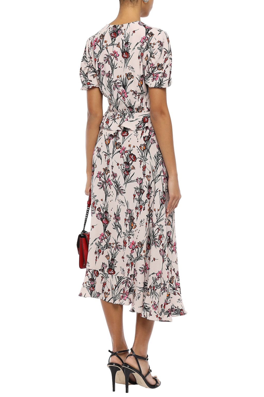 MARKUS LUPFER Elodie floral-print crepe peplum midi dress