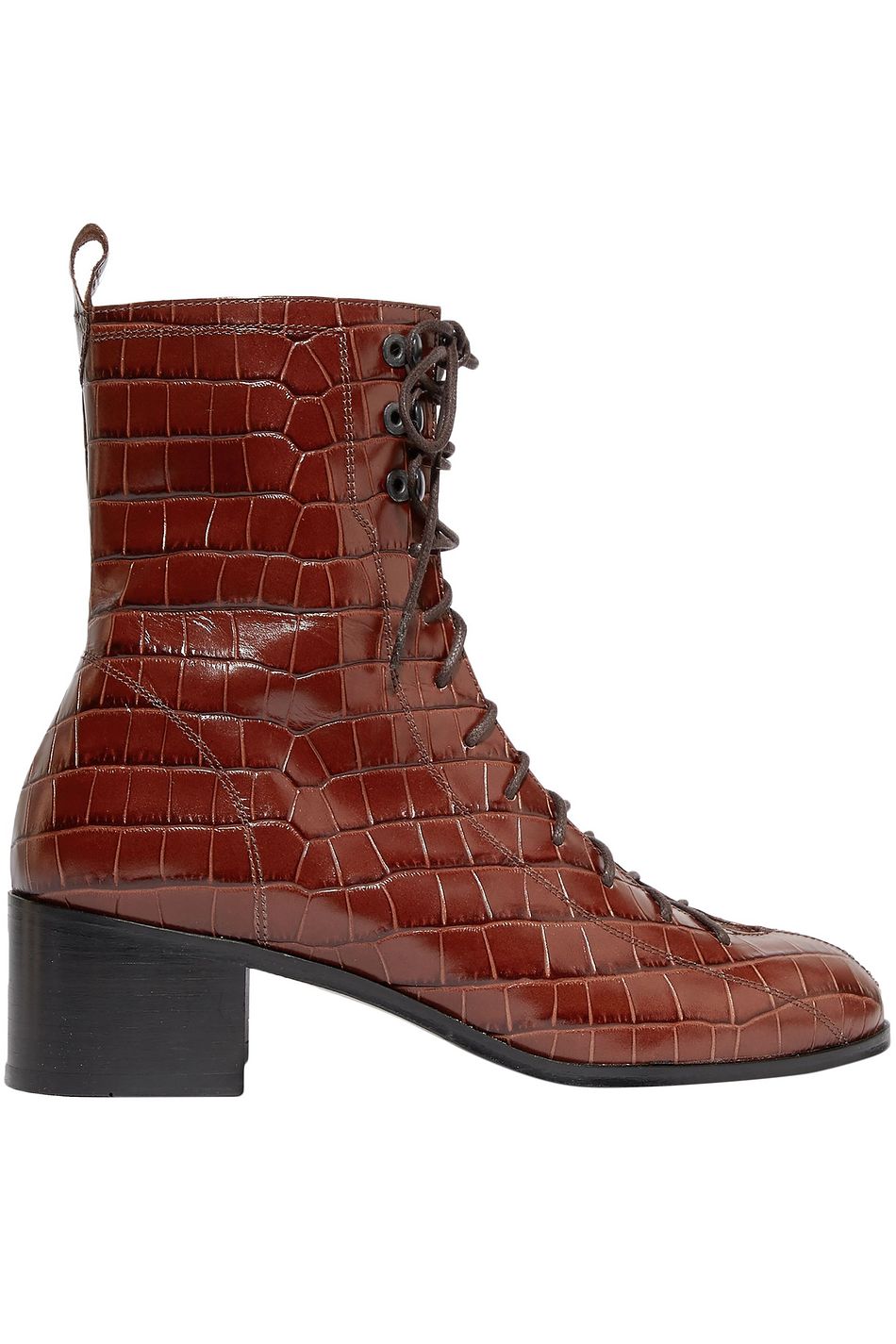 brown crocodile ankle boots