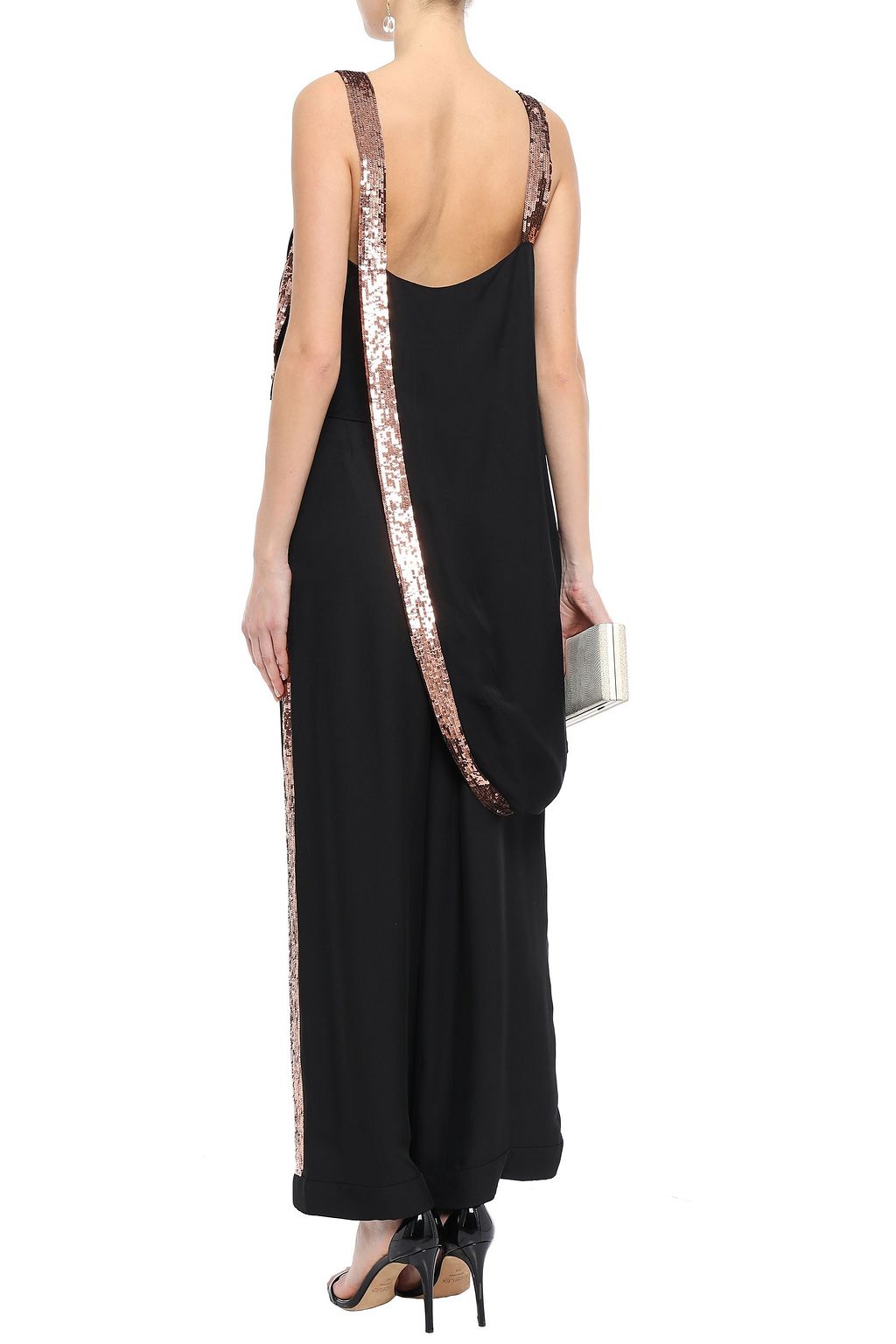 TEMPERLEY LONDON Sycamore asymmetric sequin-trimmed twill top