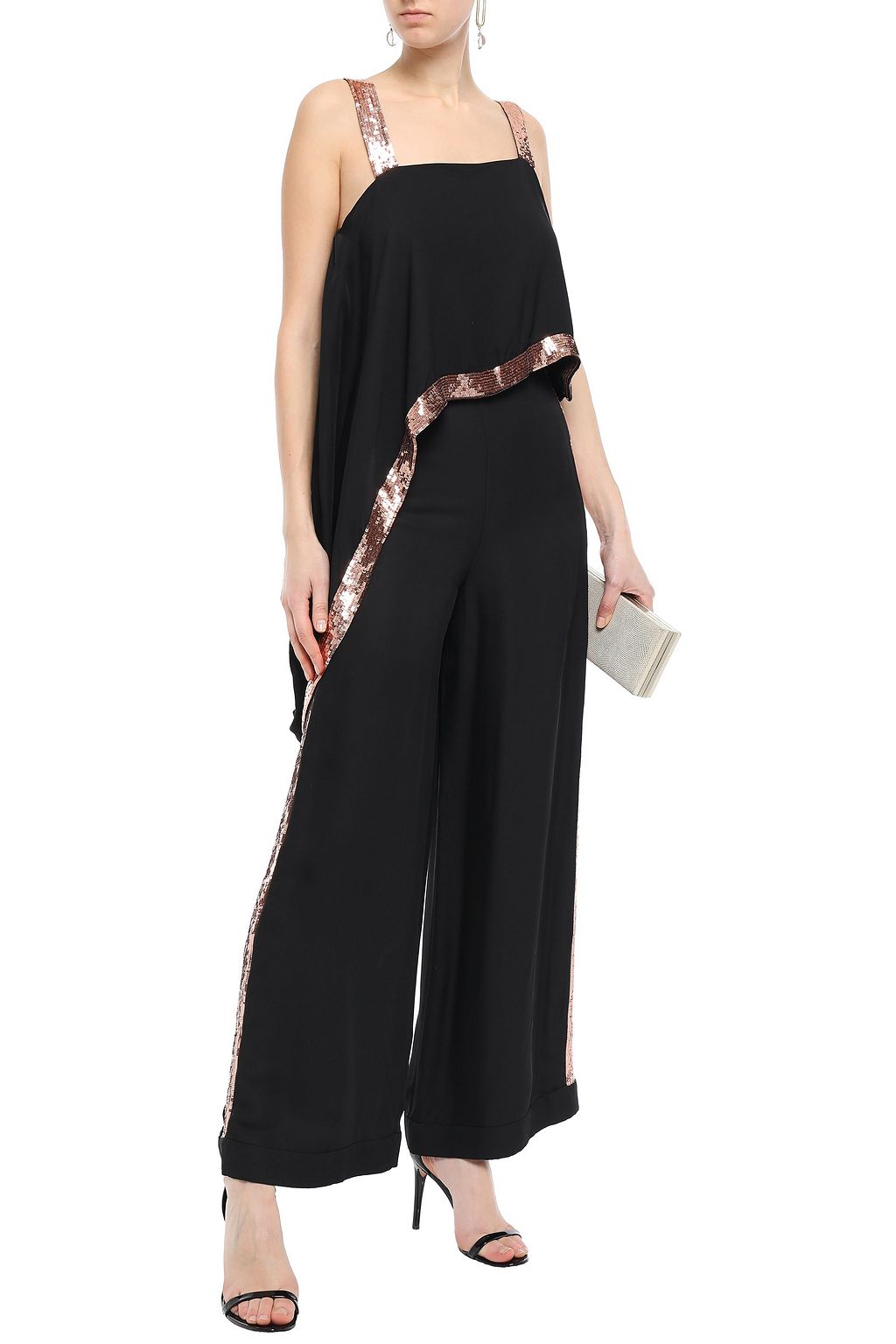 TEMPERLEY LONDON Sycamore asymmetric sequin-trimmed twill top