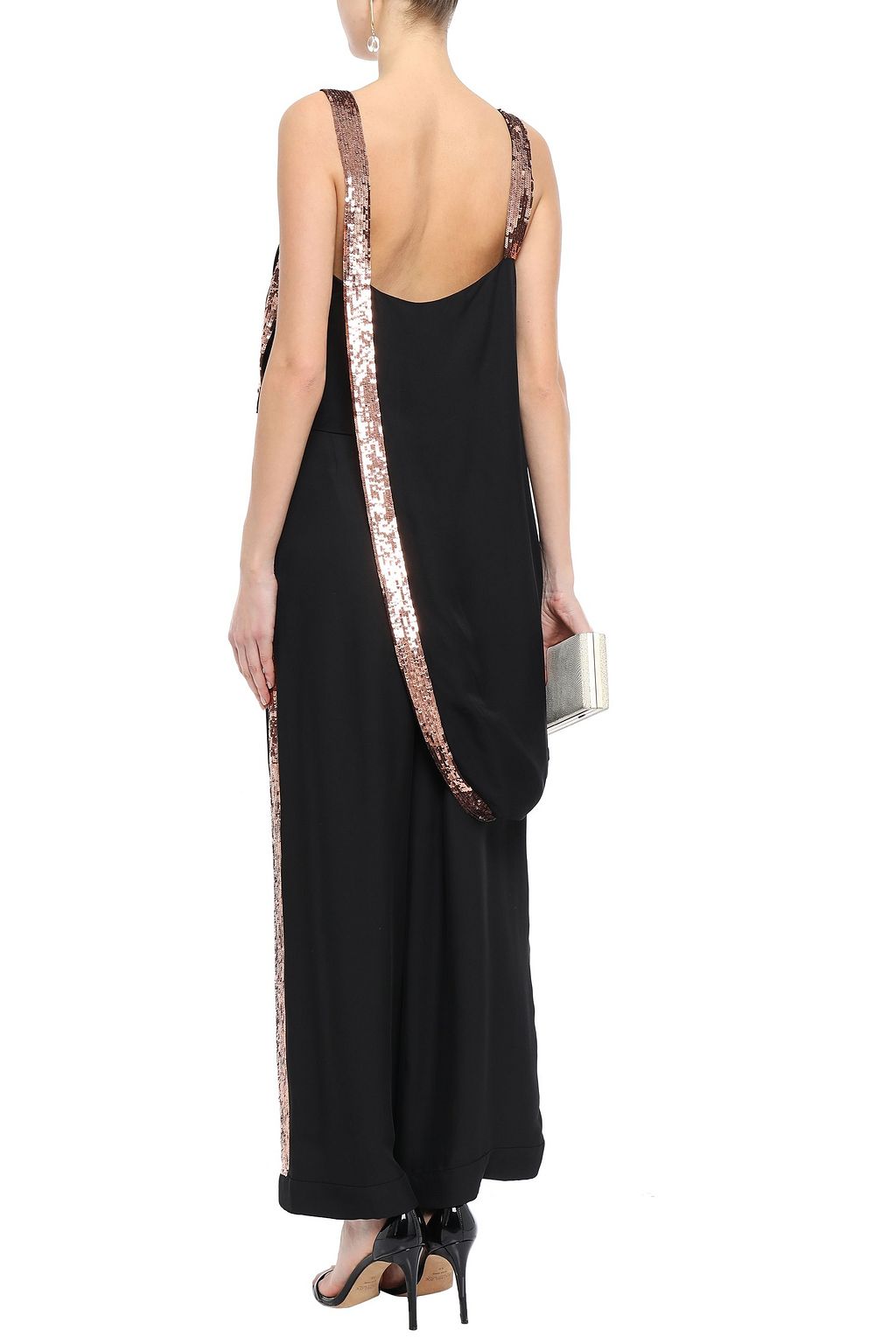 TEMPERLEY LONDON Sycamore sequin-trimmed twill wide-leg pants
