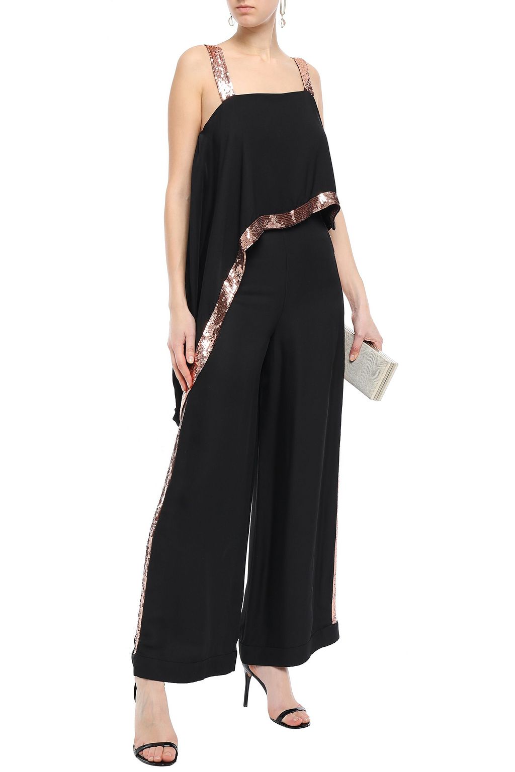 TEMPERLEY LONDON Sycamore sequin-trimmed twill wide-leg pants