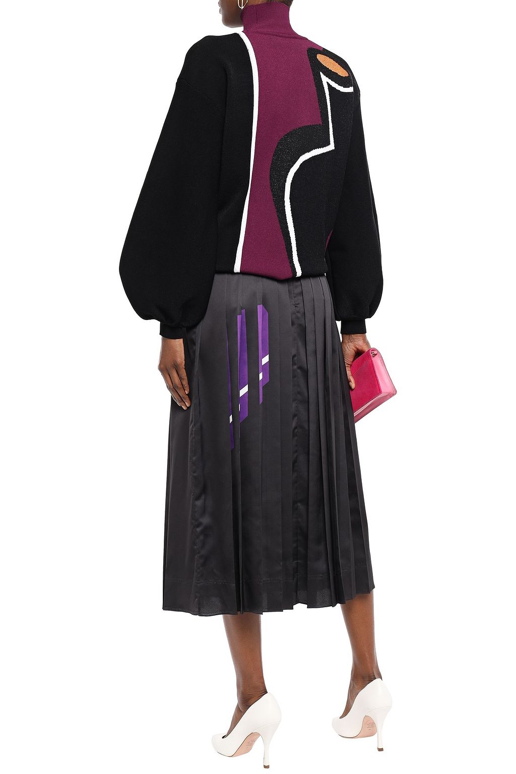 ROKSANDA Pleated printed crepe de chine midi skirt