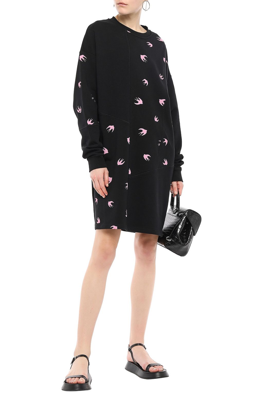 MCQ ALEXANDER MCQUEEN Oversized printed French cotton-terry mini dress