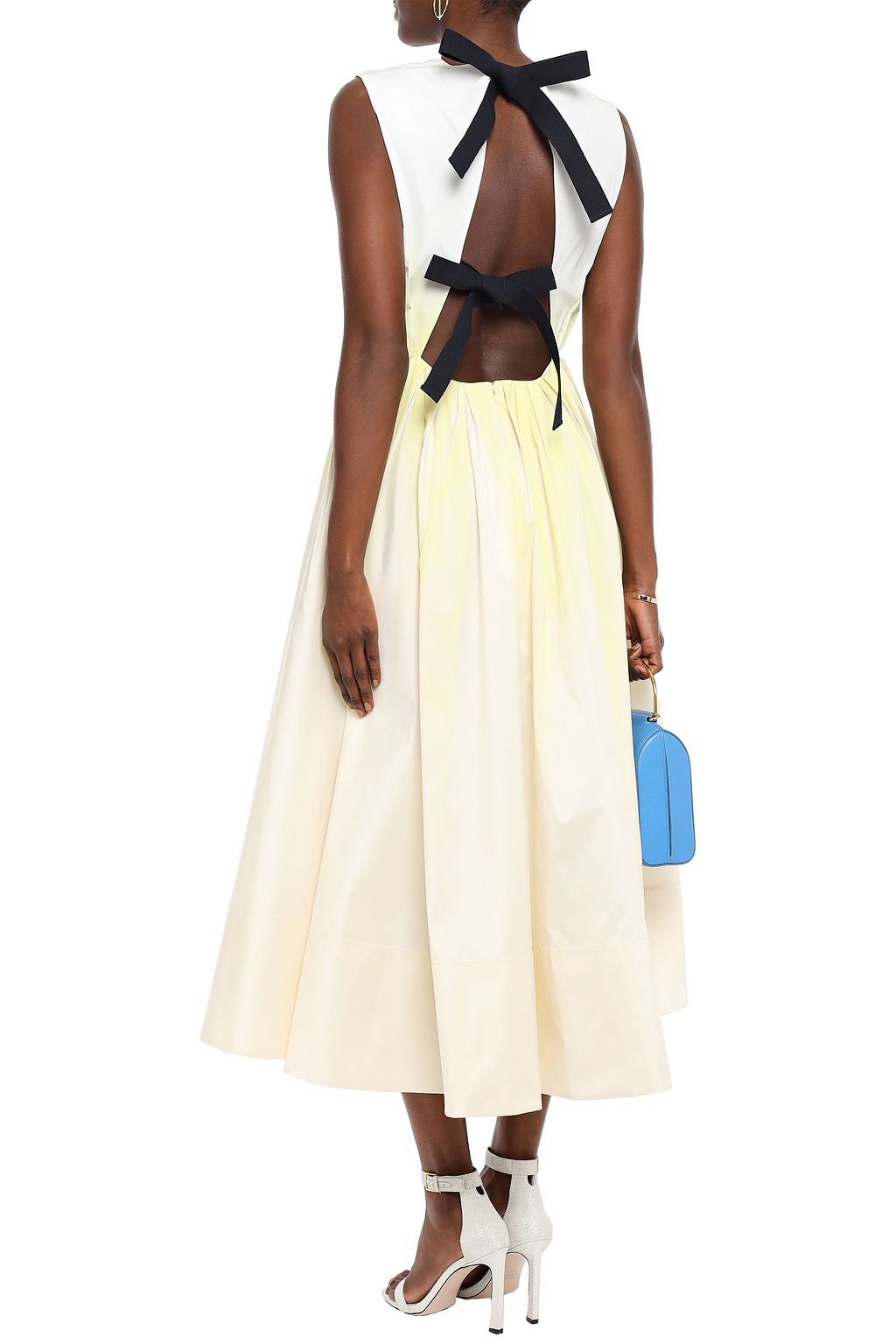 ROKSANDA Open-back bow-detailed dégradé twill midi dress