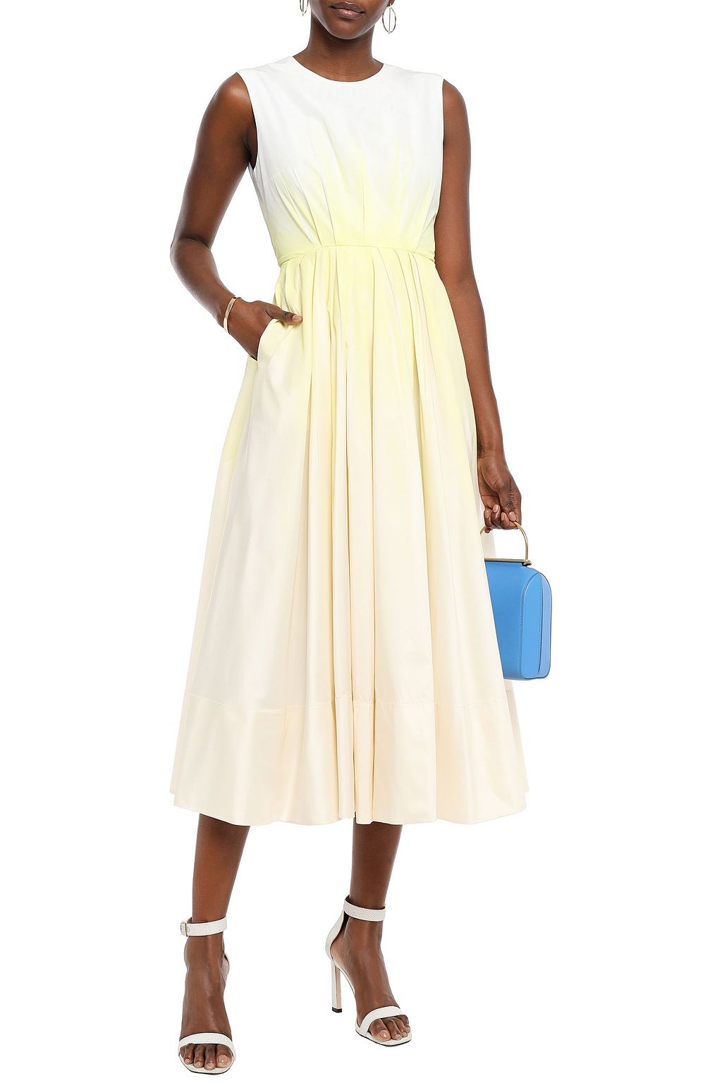 ROKSANDA Open-back bow-detailed dégradé twill midi dress