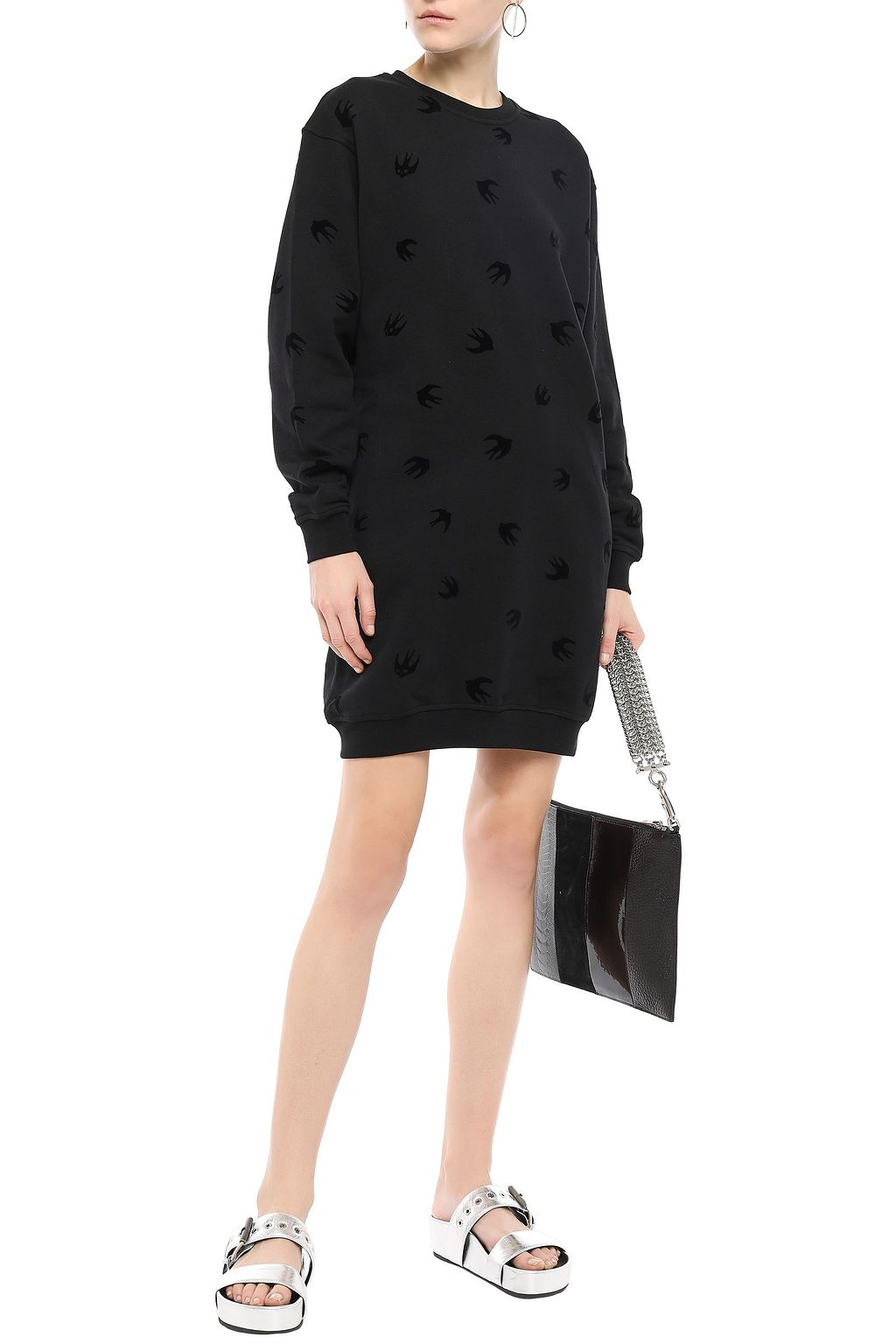 MCQ ALEXANDER MCQUEEN Flocked French cotton-terry mini dress
