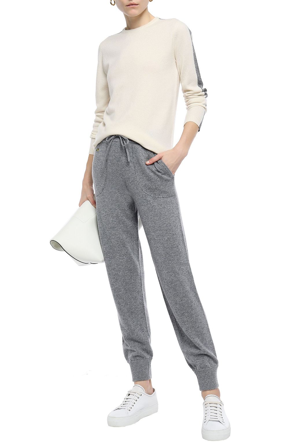 BELLA FREUD Mélange cashmere-blend tapered pants
