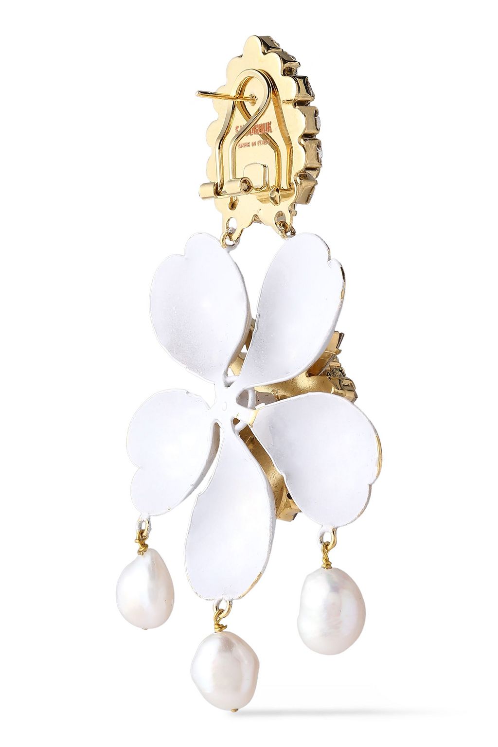 SHOUROUK Gold-tone, crystal, Swarovski pearl and acetate earrings