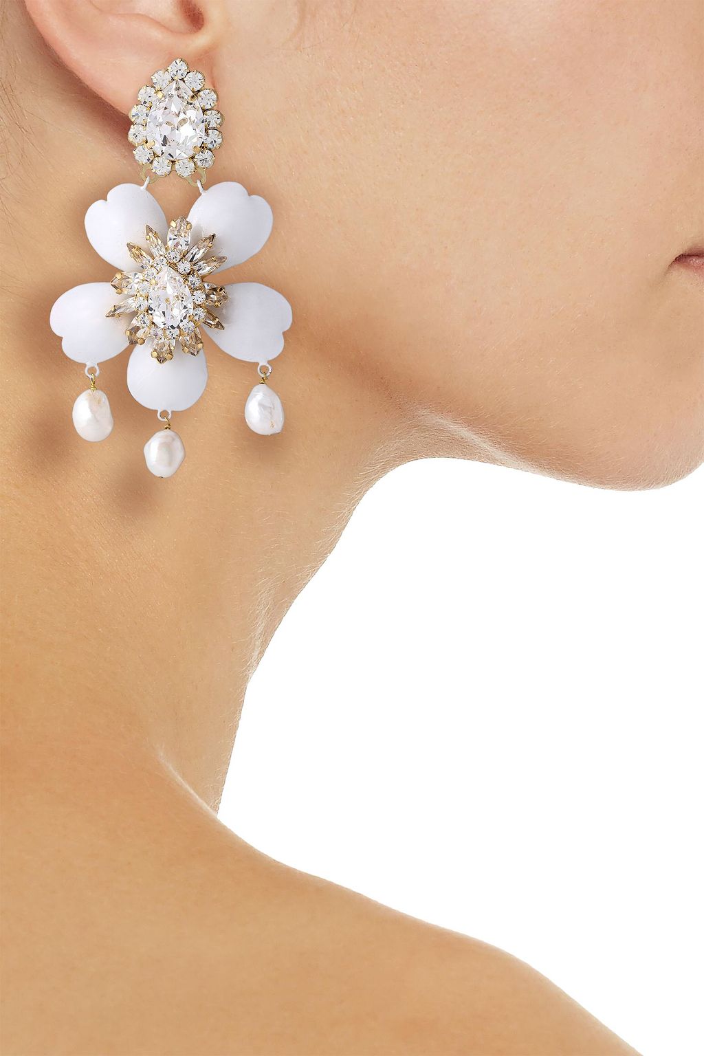 SHOUROUK Gold-tone, crystal, Swarovski pearl and acetate earrings