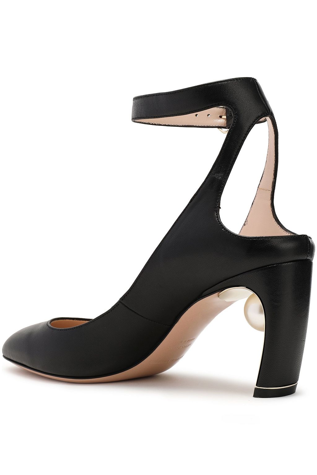 NICHOLAS KIRKWOOD Faux pearl-embellished cutout leather pumps