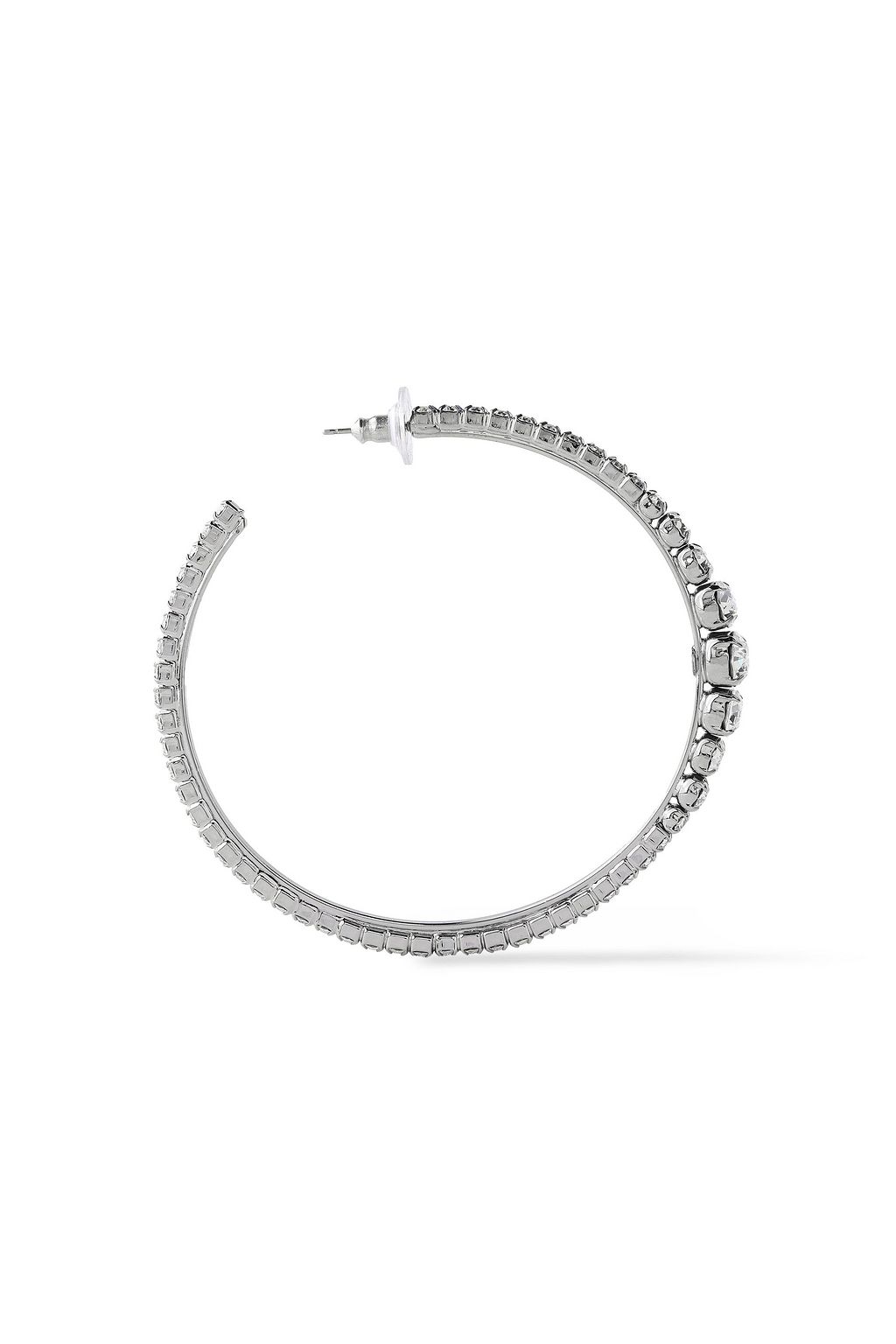 HELENE ZUBELDIA Silver-tone crystal hoop earrings